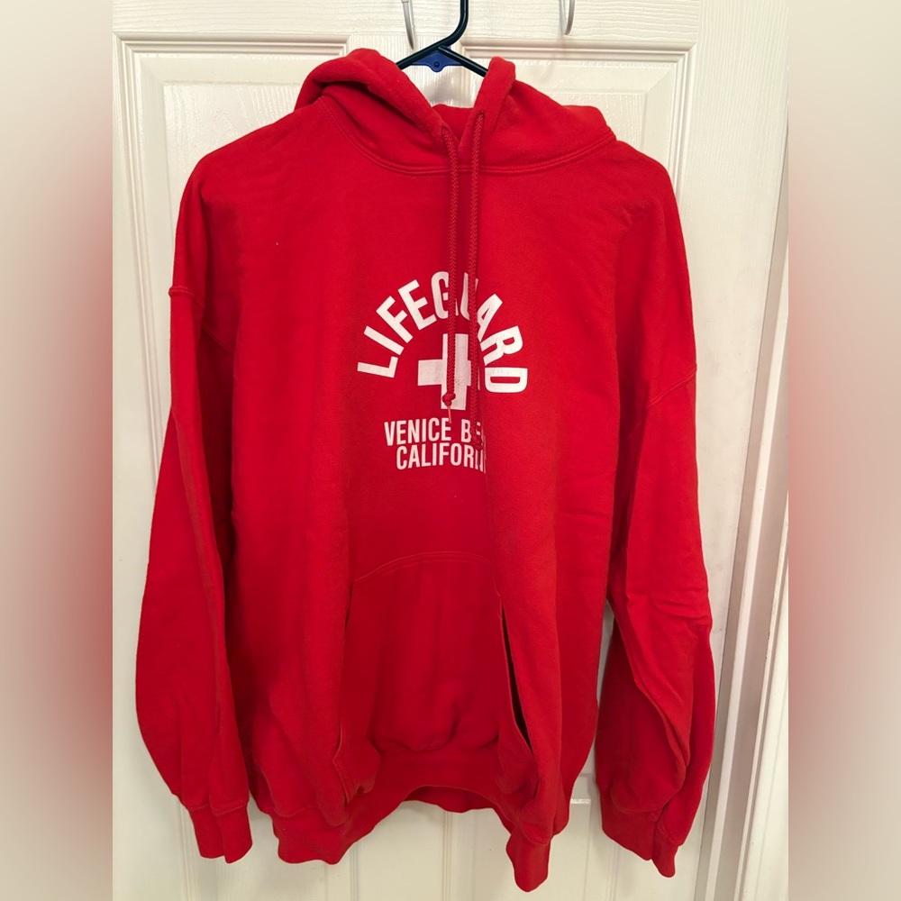 Red Lifeguard Hoodie Venice Beach Size XL